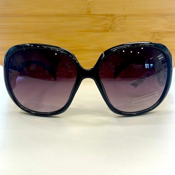 Brand New Round Oversized Black Sunglasses Purple Ombre Fade Lens Celtic Knot - Picture 6 of 15